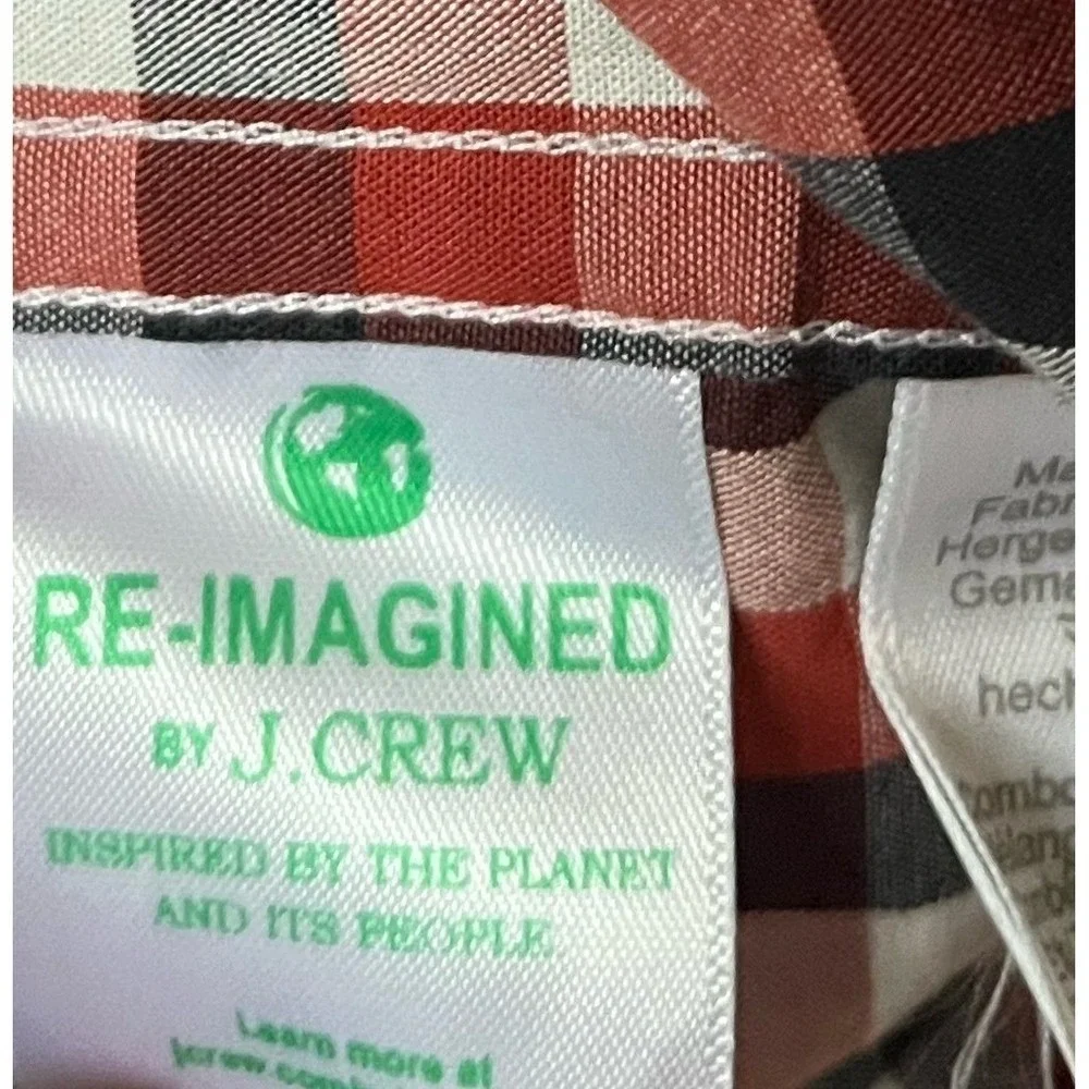 J Crew Long Sleeve Plaid Button Down Shirt Mens XXL Red Navy Flex Preppy NWT